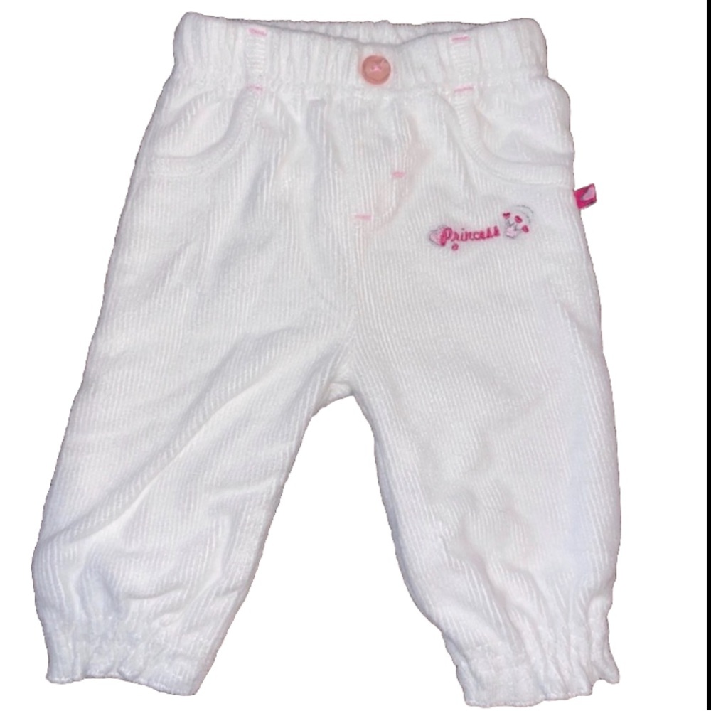 4-6M Baby Girl White “Princess” Pants
